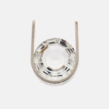 Elon Arenhill, Pendant of silver with a round faceted rock crystal, Malmö 1978.