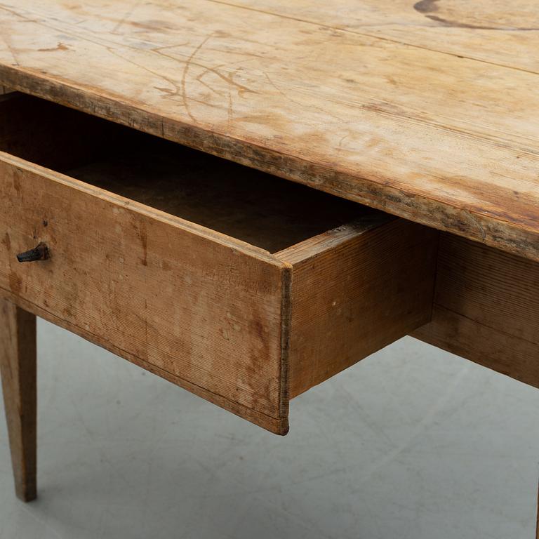 A pine table from Hälsingland, 19th century.