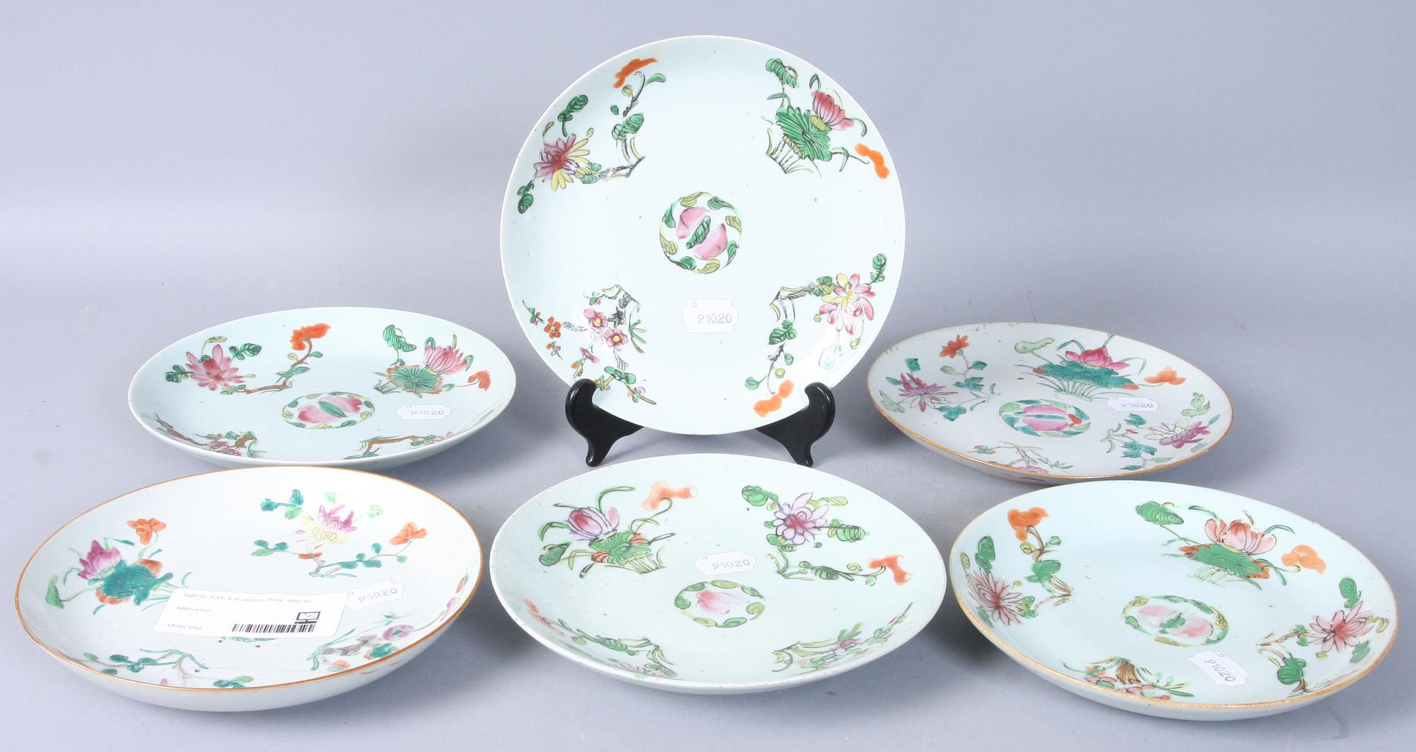 FAT, 6 st, porslin, Kina, 1800-tal.