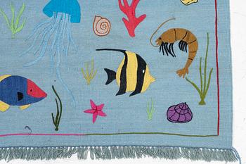 Rug, hand-embroidered Kelim, 180 x 118 cm.