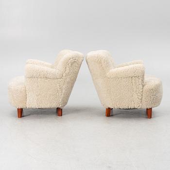 Armchairs, a pair, Swedish Modern, 1940s.
