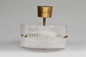 VÄGGLAMPETTER, ett par och TAKLAMPA, Carl Fagerlund, Orrefors, 1900-talets andra hälft. Diam 26.