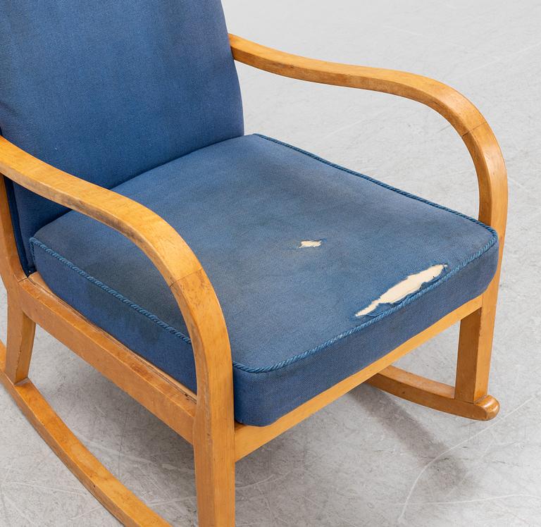 A birch rocking chair, Knoll, mid 20th century.