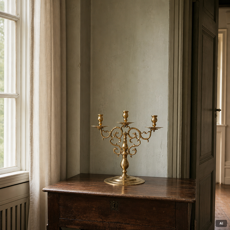 A brass candelabrum, Gusums Bruk.