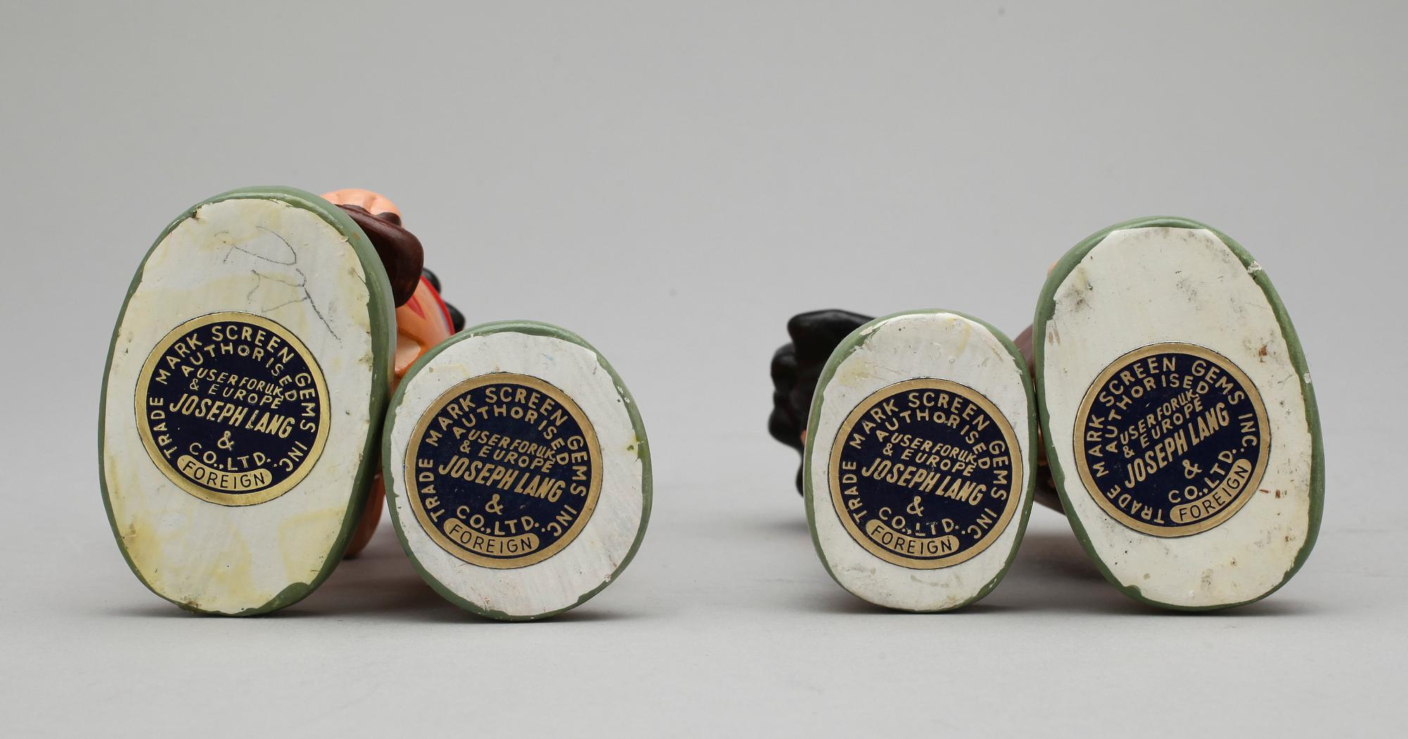 FIGURER, 4 st, the Flintstones, Joseph Lang & Co. Ltd, Hanna-Barbera Productions, Inc. 1962.