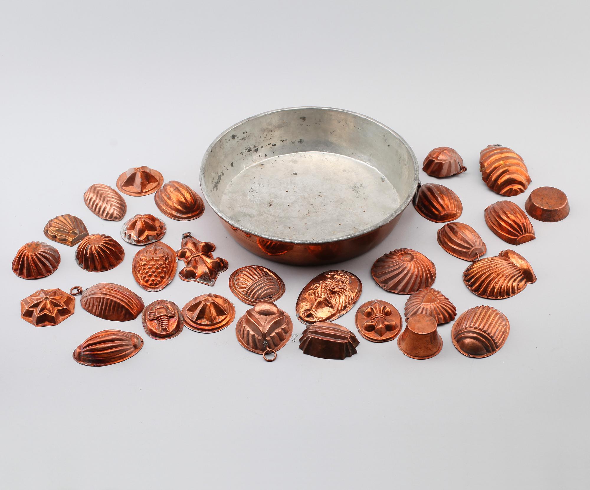 SAMLING KOPPARFÖREMÅL, 31 delar, 1800-tal.