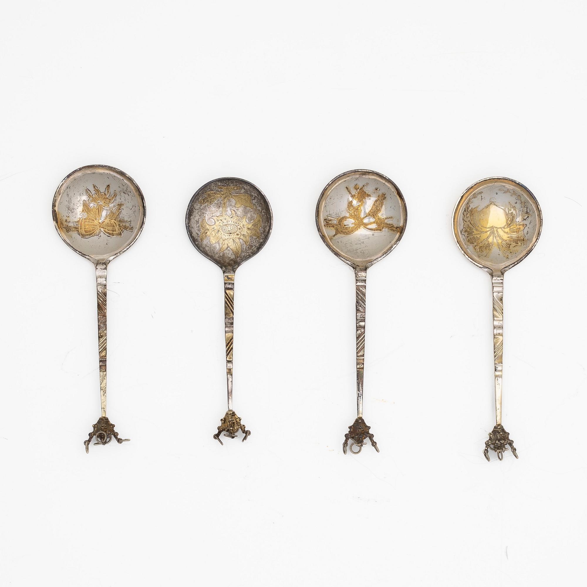 Guldsmed S Petersson i Söderhamn Ab, skedar, 3+1 st, sterlingsilver, Bollnäs, bl a 1989.