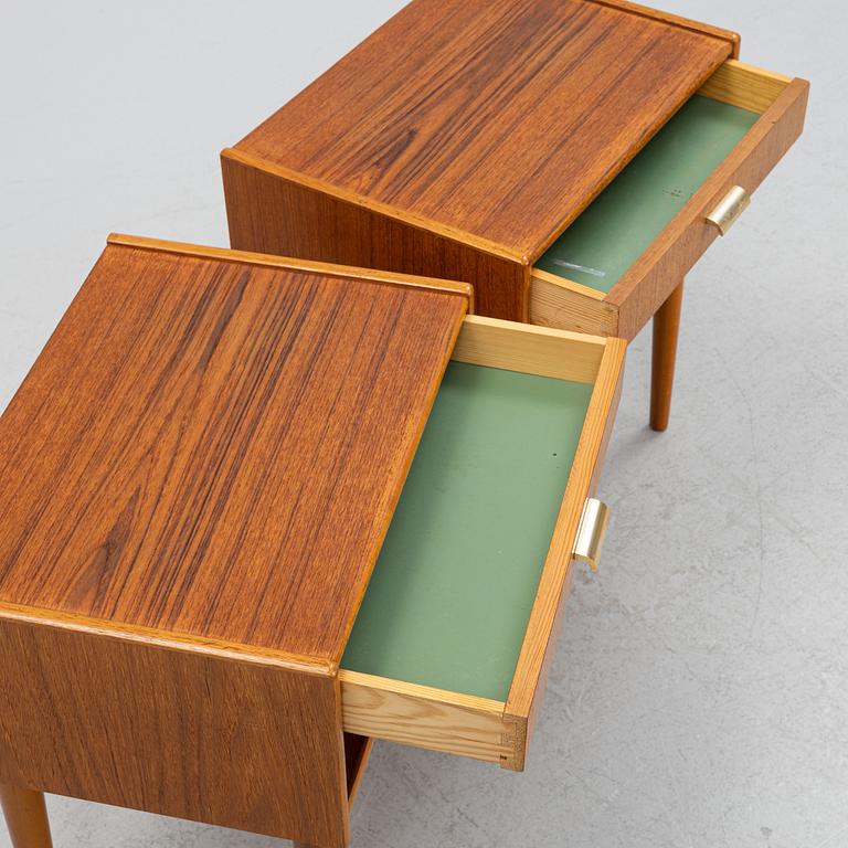 Bedside tables, a pair, mid-20th century.