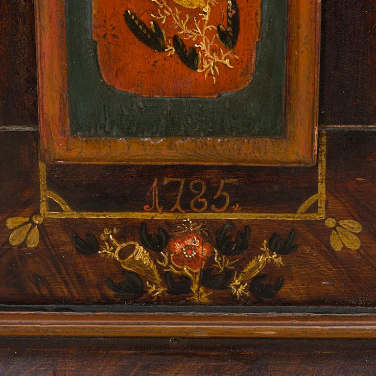 A longcase clock from Åland, Petter Linqvist, dated 1785.