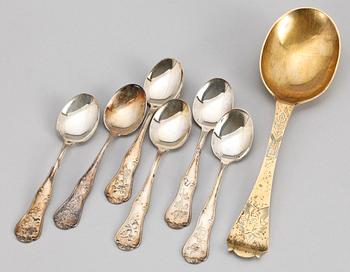 SKEDAR, 7 st, silver, Sverige 1900-tal. Tot vikt ca 130 gram.