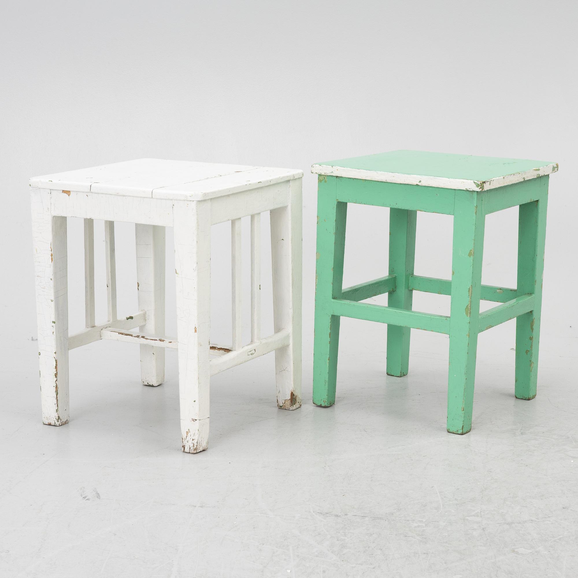 A table with stools, 20th/21st century.