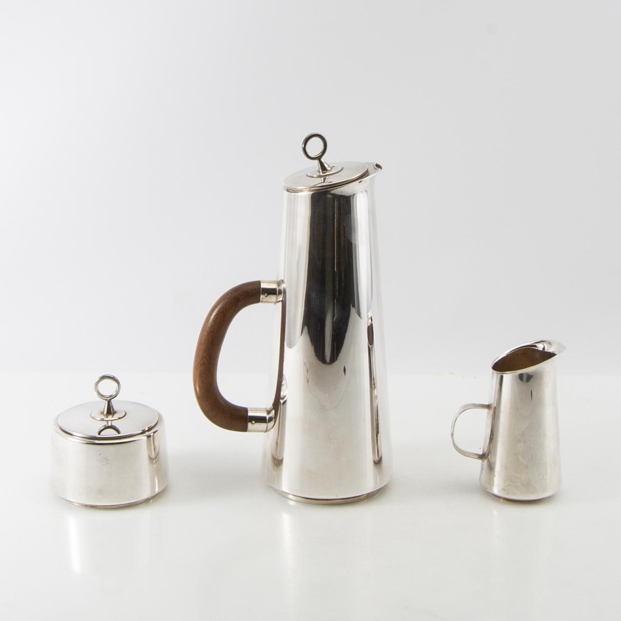 Gustaf Janson, kaffeservis, 3 delar, sterlingsilver, CG Hallberg, Stockholm, 1958.