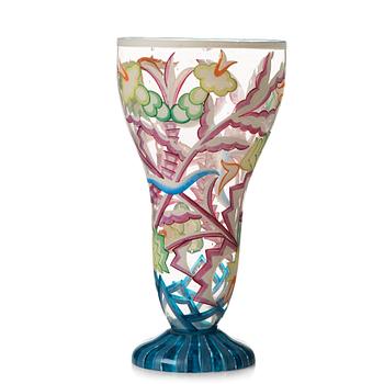 26. A glass goblet attributed to Vally Wieselthier, enamel painted by Johann Oertel & Co /Haida for Wiener Werkstätte, .