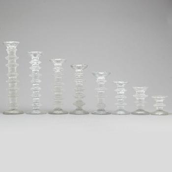 TIMO SARPANEVA, eight glass 'Festivo' candle holders, for Iittala, signed.