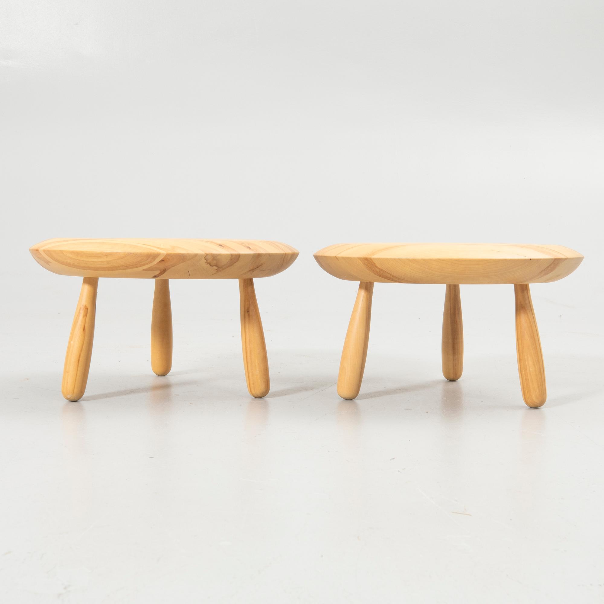 Christian Halleröd, stools/side tables, a pair, “Karljohan”, from the PS series, Ikea.
