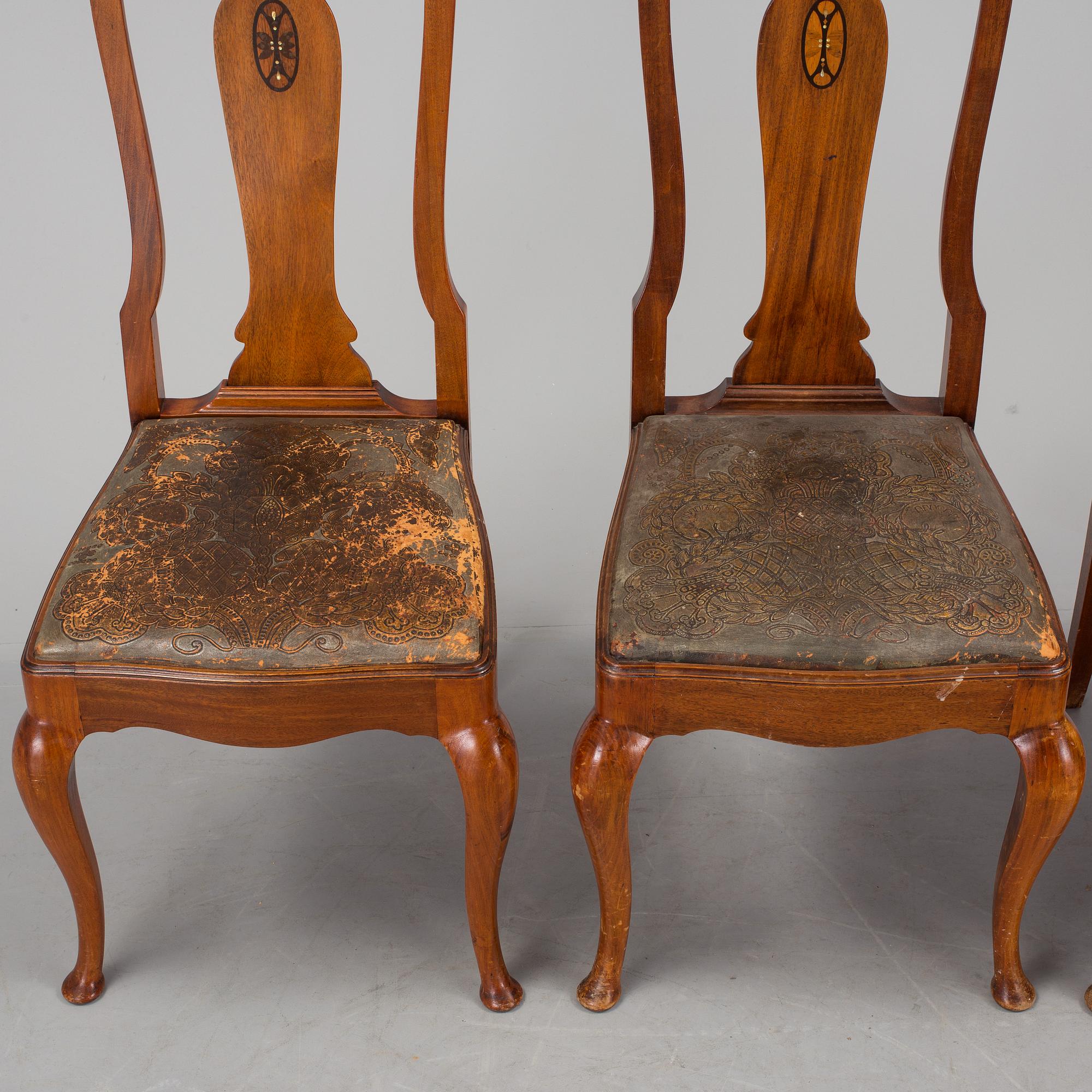 Four Baroque style mahogany chairs, mid 20th Century.
