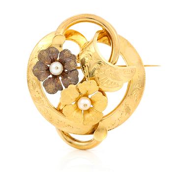 BROSCH, 18 k guld, Stockholm, otydliga stämplar, 1800-tal. Vikt ca 8 gram.