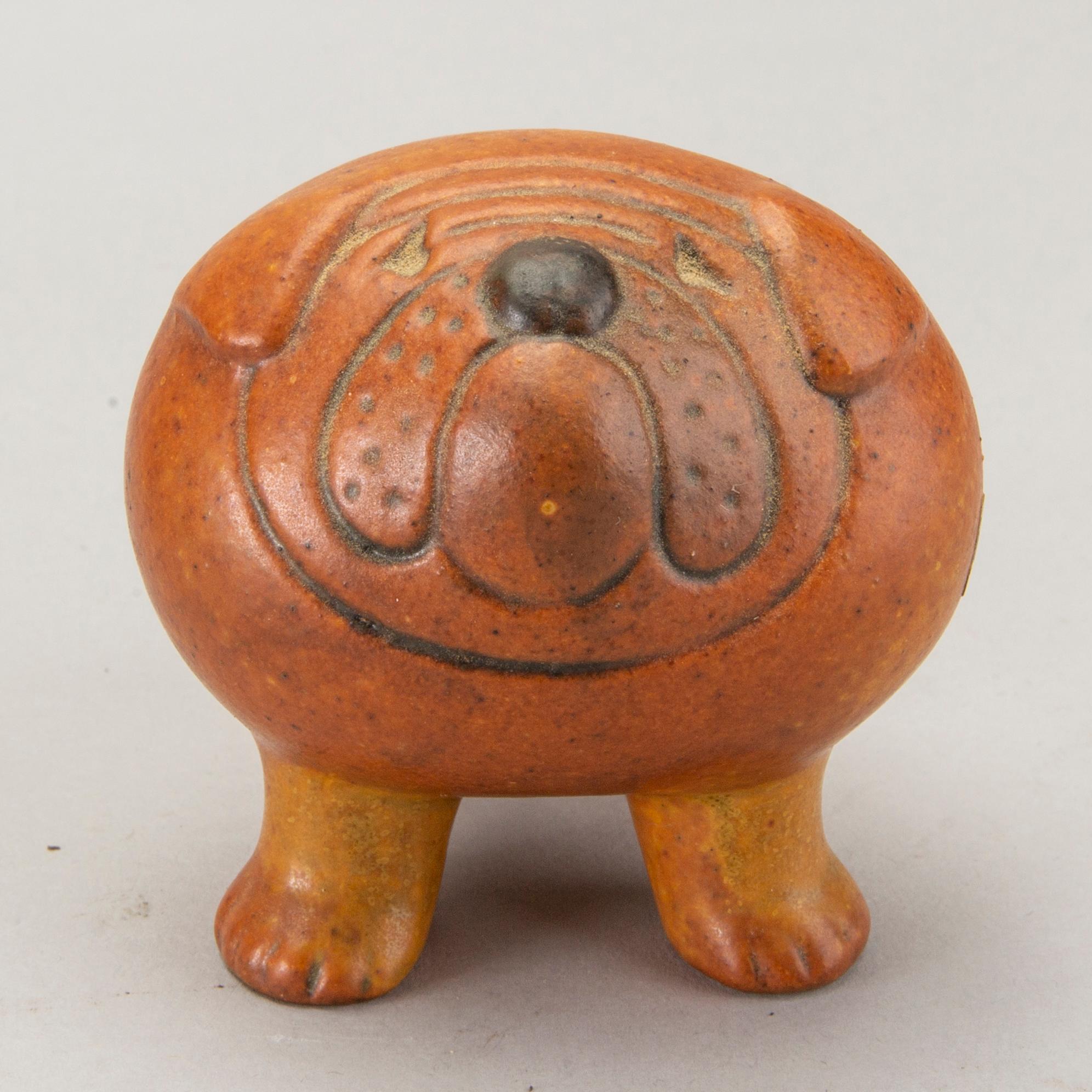 LISA LARSON, figuriner, stengods, 2 st Bulldog, Gustavsberg.