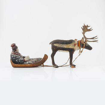 Nils Nilsson Skum, sculpture, painted wood & reindeer horn.