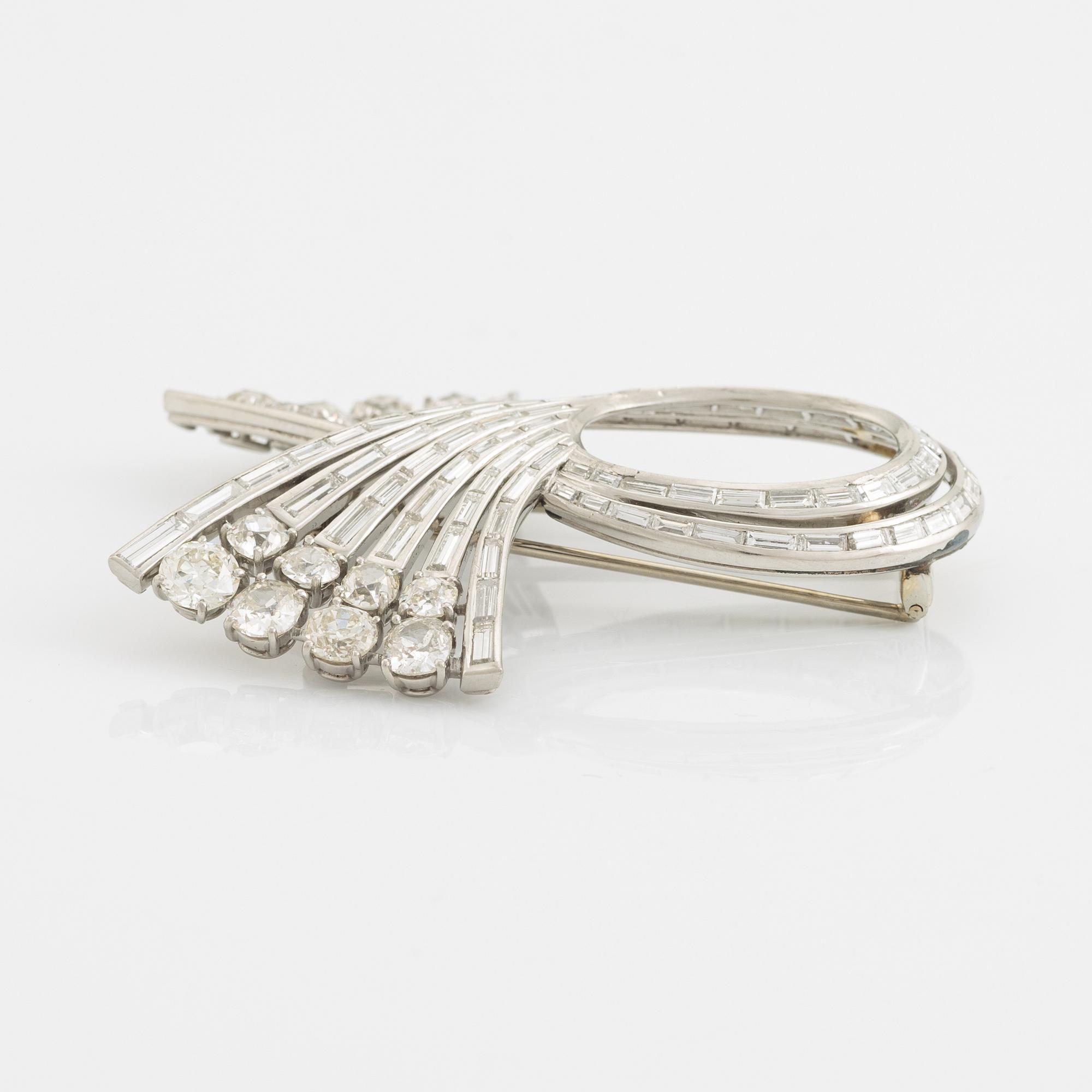 Platinum and diamond brooch.