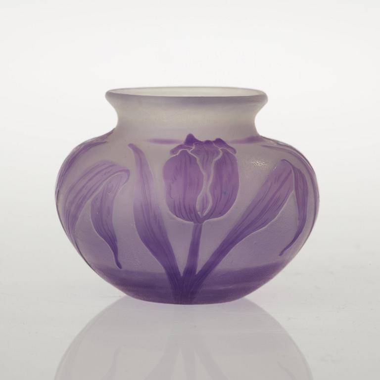 A Karl Lindeberg Art Nouveau cameo glass vase, Kosta, Sweden.