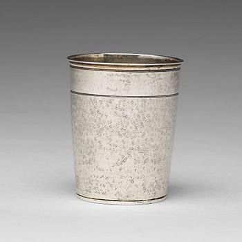 A German 17th century parcel-gilt silver beaker, mark of Thomas Ringler, Nürnberg (1661-1704).