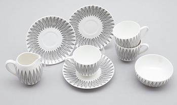 KAFFESERVIS, 14 delar, porslin, "Salix", Stig Lindberg, Gustavsberg.