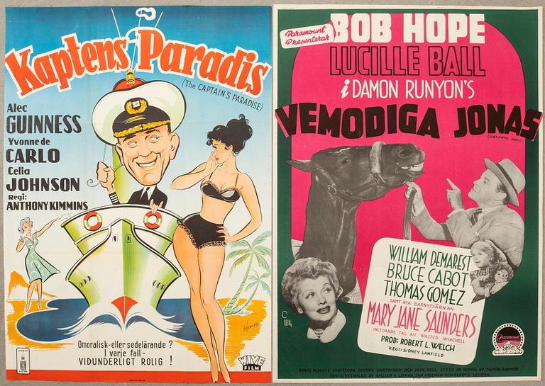 Film posters 2 pcs "Sorrowful Jones" and "The Captain's Paradise".