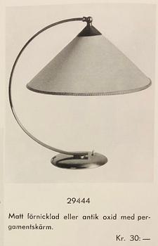 Erik Tidstrand, a table lamp, model "29444", Nordiska Kompaniet, 1930s.