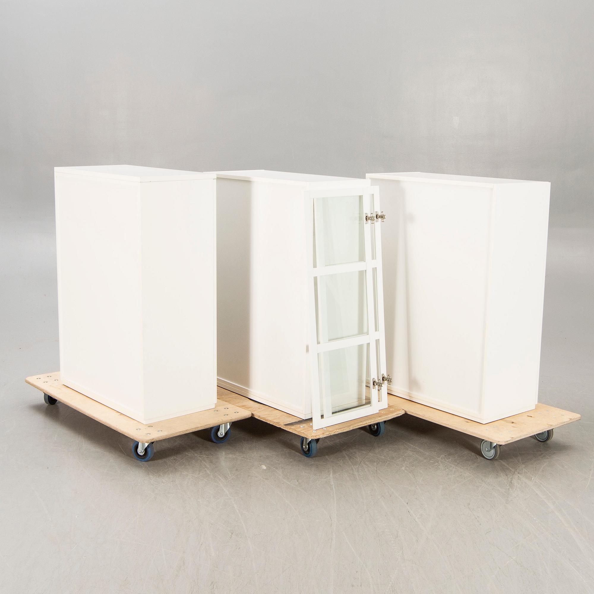 A set of three "Voice" display cabinets/book cases from Libro 21st century.