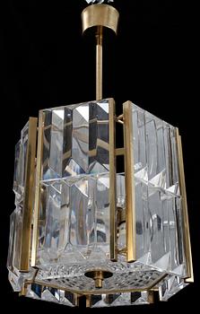 TAKLAMPA, glas och gulmetall, troligen Orrefors, 1900-tal. H ca 61.