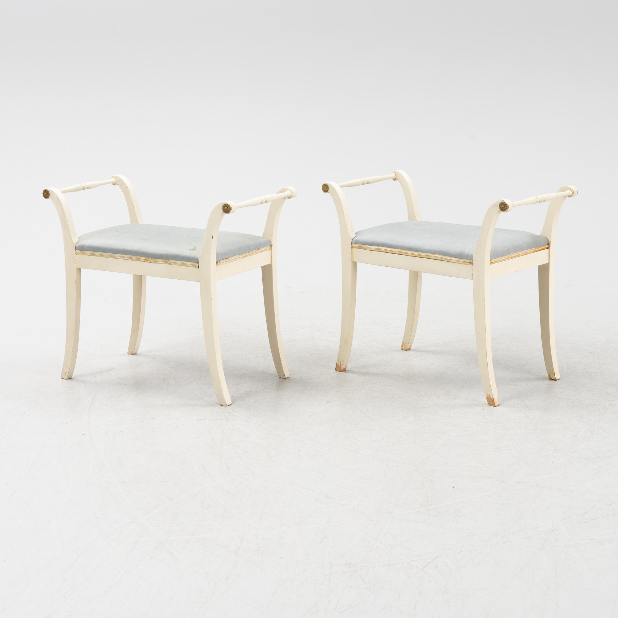 A pair of Empire style stools, 20th Century.