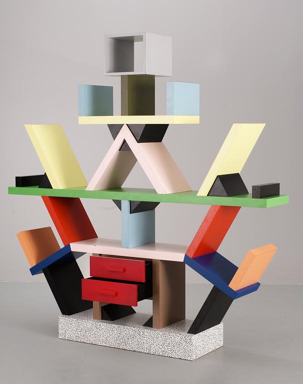 An Ettore Sottsass 'Carlton' book case by Memphis, Milano 1981.