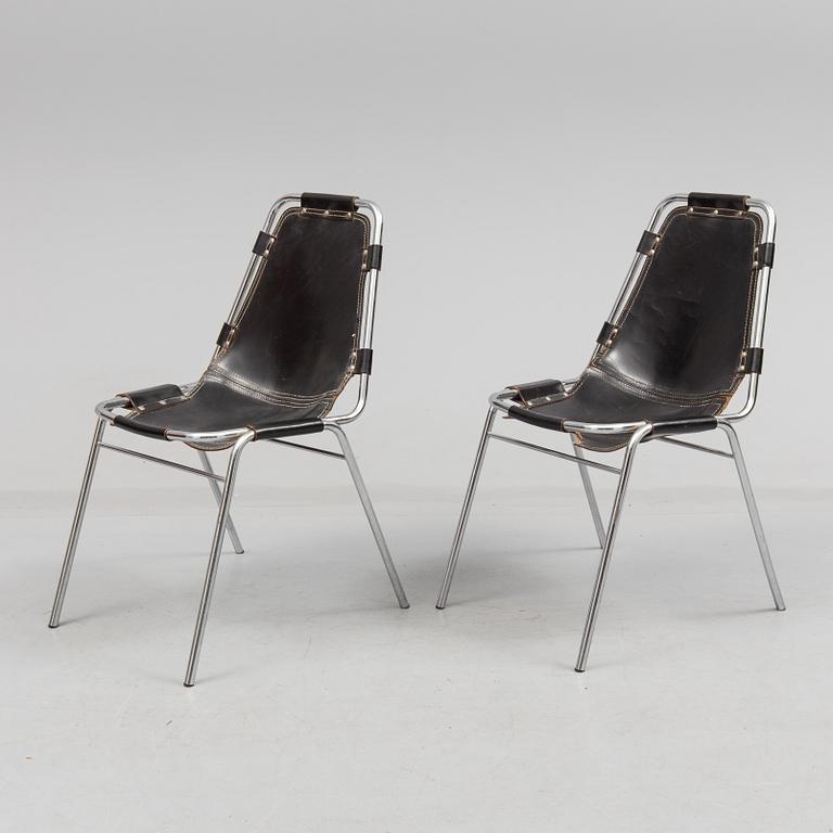 CHARLOTTE PERRIAND, a pair of "Les Arcs" chairs from the 1970's.