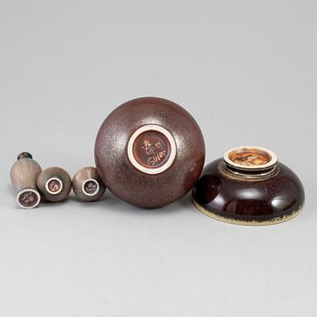 SVEN WEJSFELT, four stoneware vases and a bowl from Gustavsberg Studio, 1977-85.