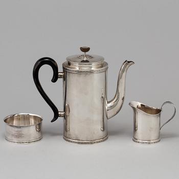 A VERA FERNGREN set of 3 pieces of silver coffee service by CG Hallberag and GAB, Stockholm 1958 and 1963.