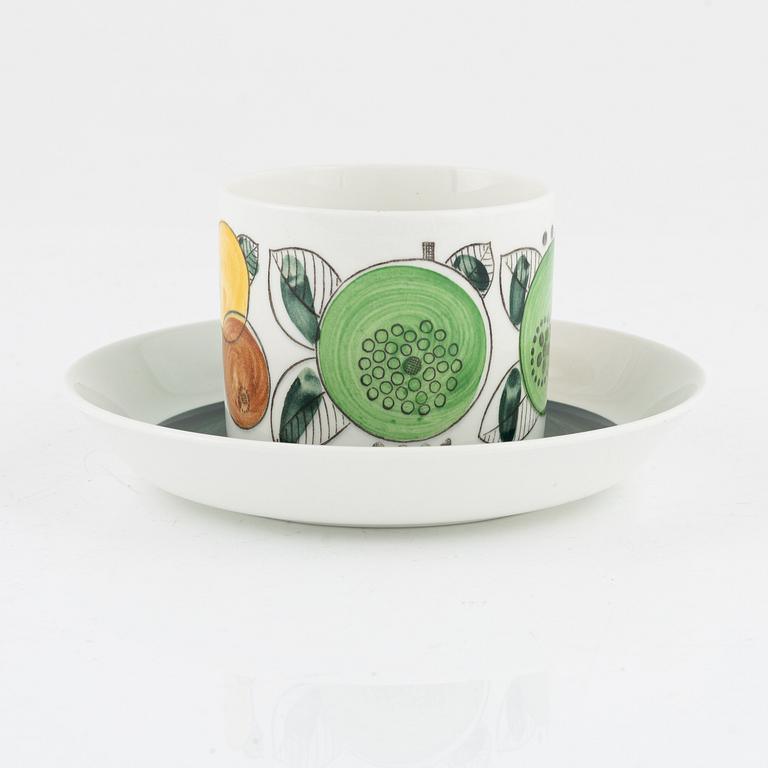 Hertha Bengtson, two 'Fructus' coffee cups with saucer, Rörstrand.