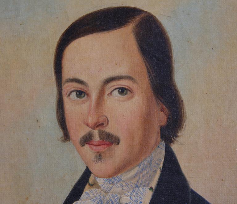 de KORFF, B, oljemålning på duk, sign, 1800-tal.