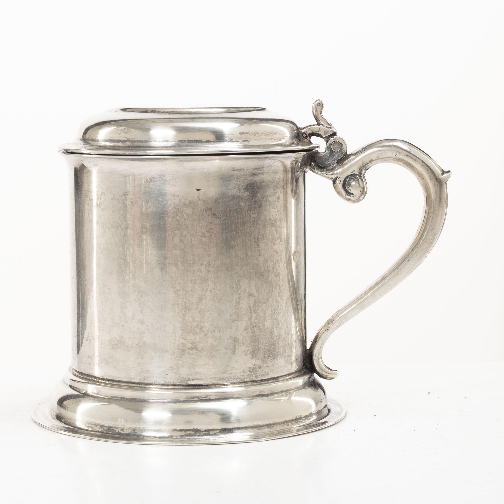 A Mexican sterling silver tankard, mark of Juventino Lopez Reyes, mid-20th century.