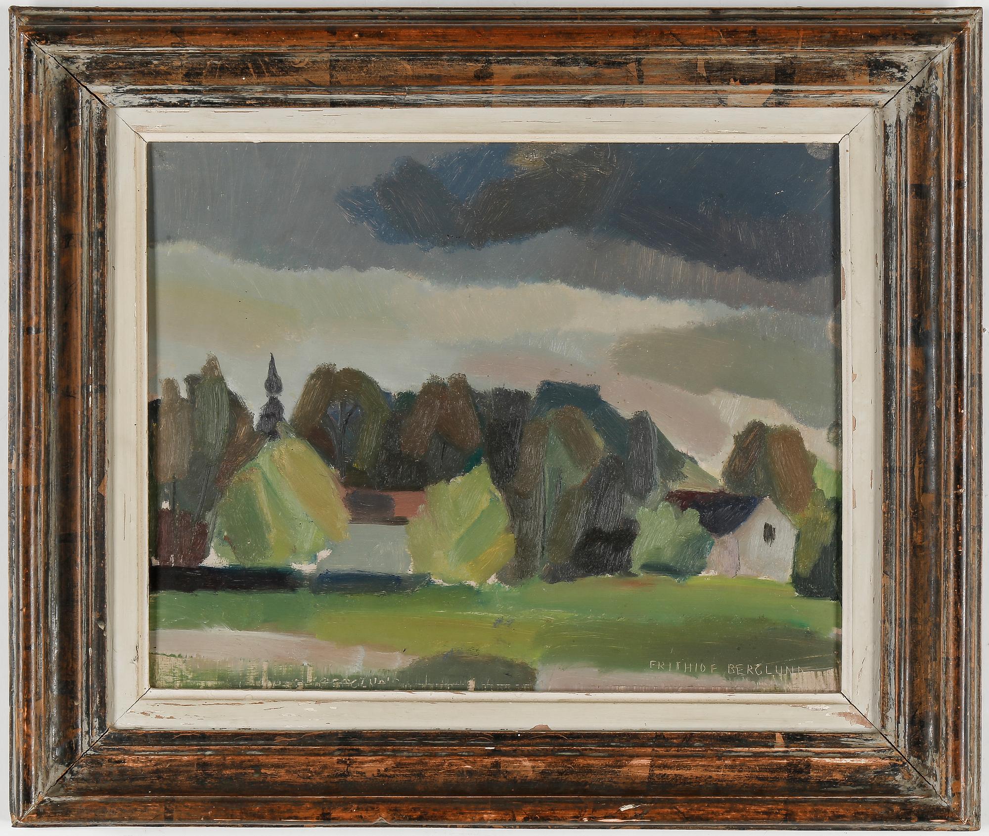 FRITHIOF BERGLUND, olja på pannå, signerad.