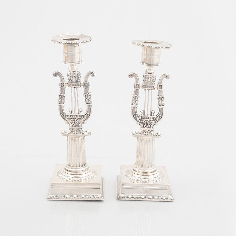 A pair of Swedish silver candlesticks, mark of Adolf Zethelius 1823.