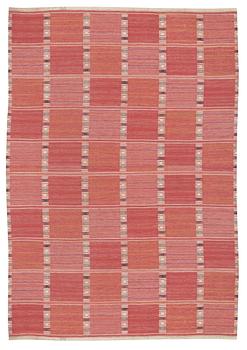 231. Barbro Nilsson, A CARPET, "Falurutan, röd Borås", flat weave, ca 251,5 x 174,5 cm, signed AB MMF BN.