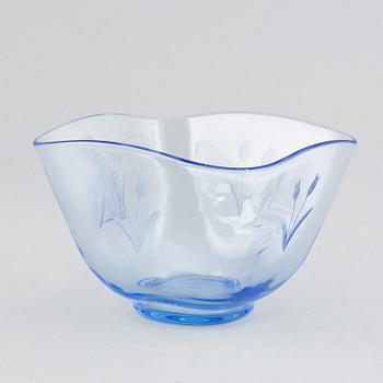 Aimo Okkolin, skål, glas, signerad Riihmäen lasi oy AO.