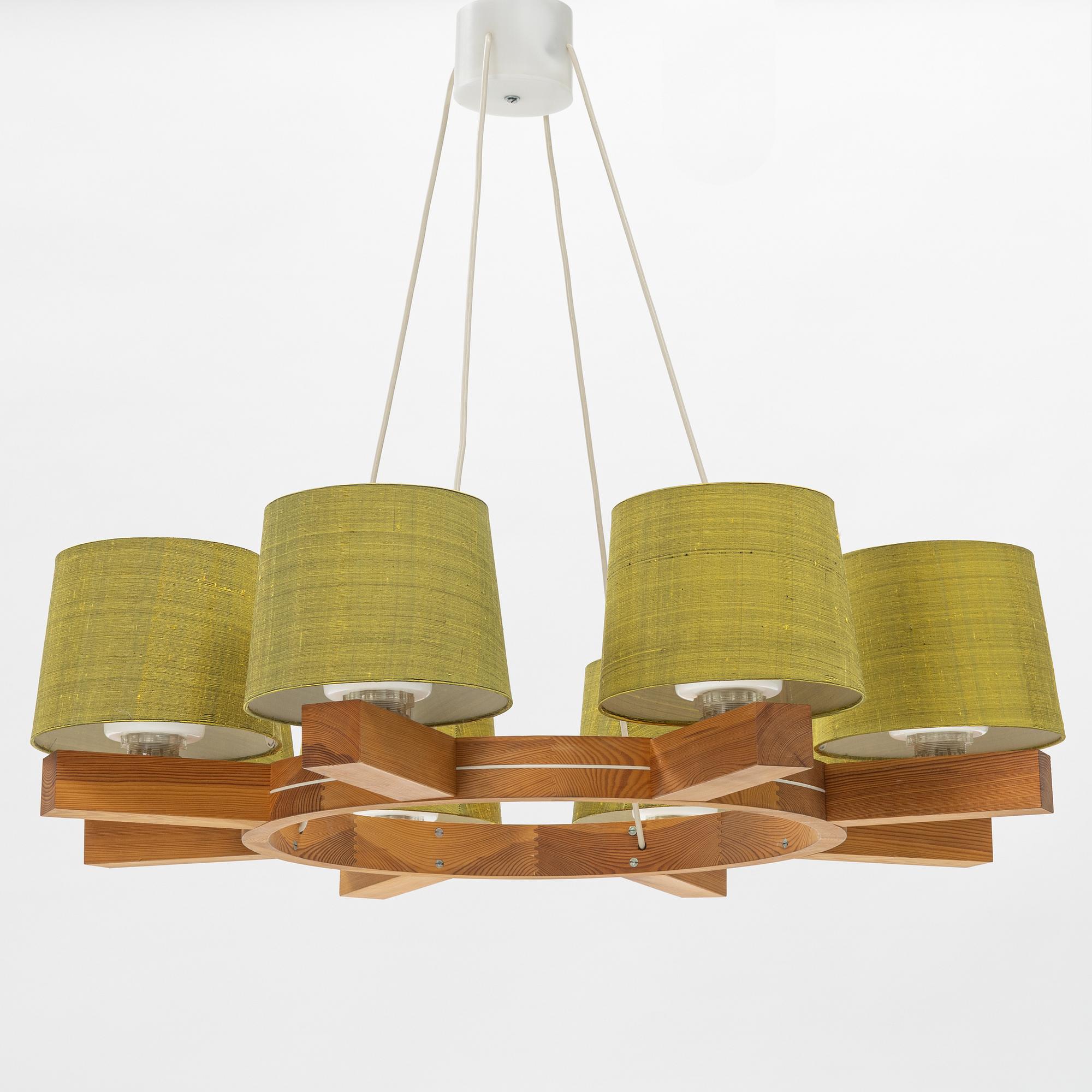 Uno & Östen Kristiansson, a pine wood ceiling lamp, Luxus, Vittsjö.