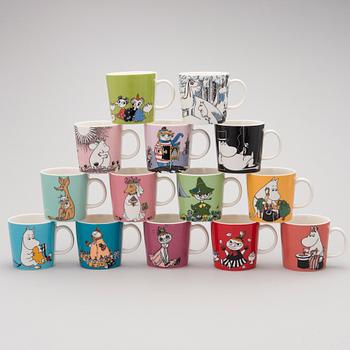 MUMINMUGGAR, 14 st, porslin, Moomin Characters, Arabia, 2000-tal.