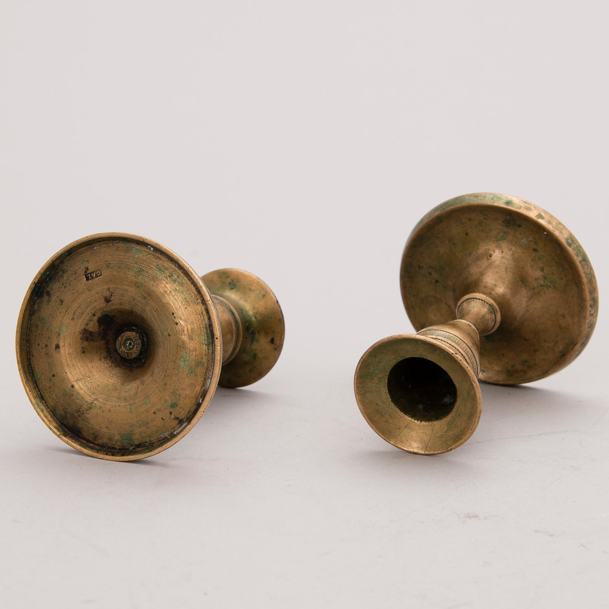 CANDLEHOLDERS, 8 pcs, different, brass and metal.