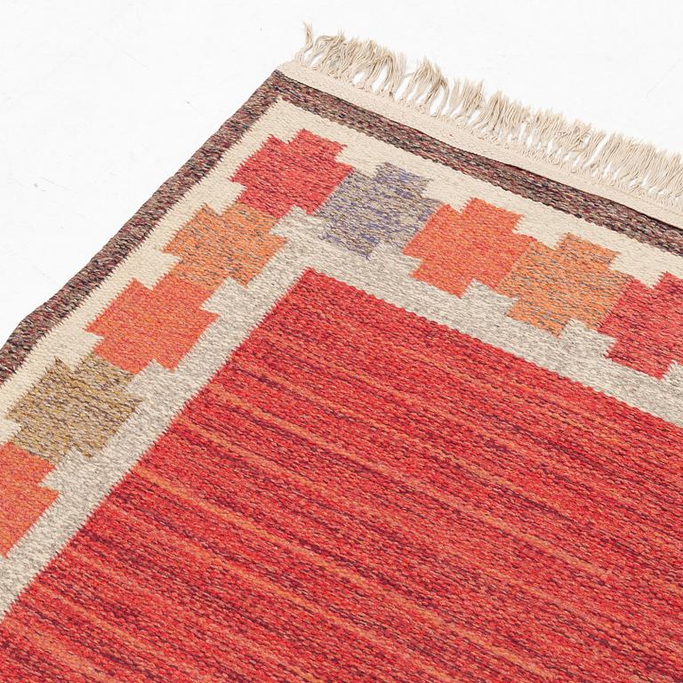 Ingegerd Silow, a flat weave rug, signed IS, c. 208 x 132 cm.