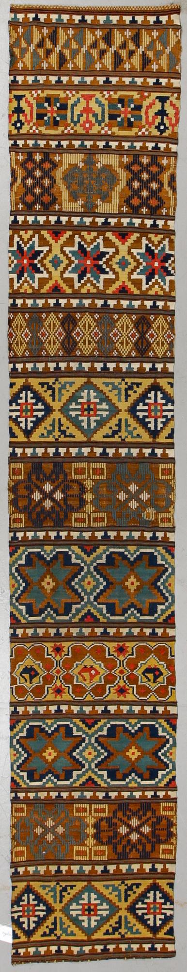 A bench cushion, flat weave, ca 326 x 56,5 cm, Scania (Sweden) 19th century.