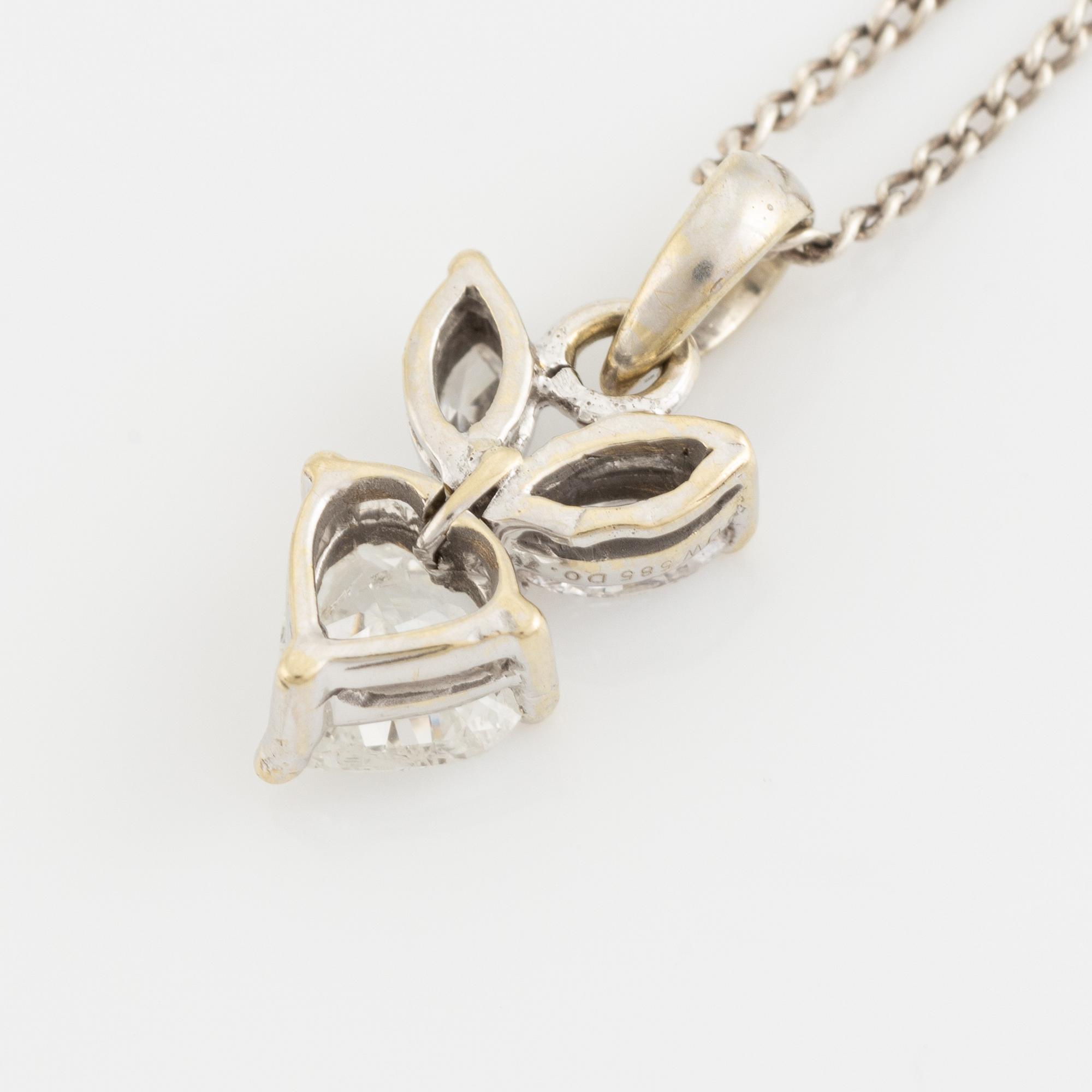 Heart shaped and marquise cut diamond necklace.