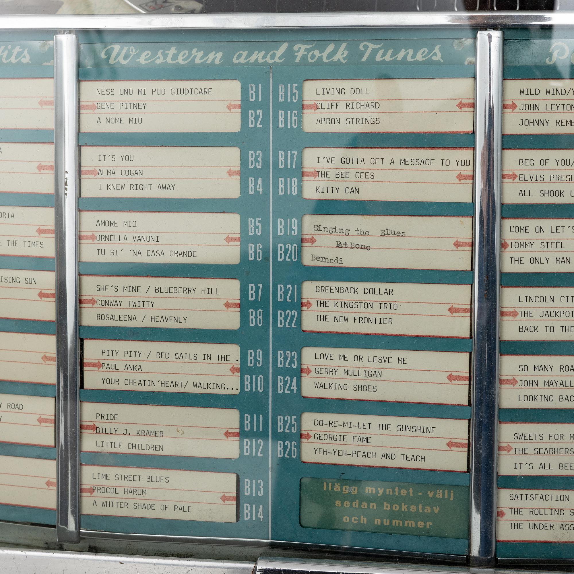 Jukebox, Wurlitzer, modell 2104, Rudolph Wurlitzer Company, North Tonawanda, New York, USA, 1957.